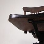 Eiken Bureaustoel, Atelierstoel, In Hoogte Verstelbaar, Jaren 30 thumbnail 18