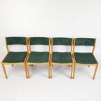 4 Vintage Danish Dining Chairs Findah Eiken Donkergroene Rib thumbnail 9