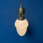 Opaline Glazen Hanglamp Met Sierlijk Messing Armatuur thumbnail 13