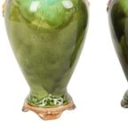 Franse Art Nouveau Barbotine Majolica Vaasjes Antiek Aardewerk 19cm thumbnail 11