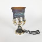 Sherman Art Works - 925 Sterling Zilver - Glas - Gesigneerd - Kiddush Cup - Israel thumbnail 3