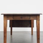 Unieke Antieke Eikenhouten Eettafel Uit Begin 1900 Met Aan Één Kant Een Uitklapbaar Blad thumbnail 11