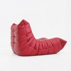 Togo Armchair Red Leather By Michel Ducaroy For Ligne Roset thumbnail 3