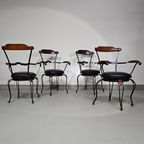 Italian Postmodern / Turnable / Wrought Iron Dining Chairs / Leather Seats thumbnail 9