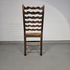 Set Of 4 Oak, Rustic, Farmhouse, Ladderback Dining Chairs With Rush Seats 1960S thumbnail 13