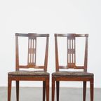 Unieke En Karaktervolle Set Van 6 Originele Antieke Hollandse Leren Eetkamerstoelen thumbnail 3