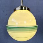 Art Deco Hanglamp Groene Opaline En Messing Armatuur thumbnail 7