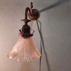 Vintage Brocante Lampje, Wandlampje, Lampje Met Glazen Kap thumbnail 5