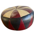Vintage Patchwork Poef In Rood - Ecru - Zwart thumbnail 3