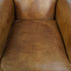 Set Van 2 Grote, Comfortabele En Stijlvolle Vintage Schapenleren Fauteuils Met Mooie Vormen thumbnail 7