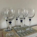 6X Wijnglas Donkerblauw Bolletje Vintage thumbnail 2