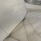 Leolux Fauteuil, Draaistoel Met Wit Lederen Bekleding, Jaren 60 thumbnail 7