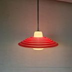 Vintage Opaline Hanglamp Jaren 50 Rood Wit thumbnail 8