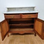 Vintage Antiek Dressoir Commode Ladekast Badkamermeubel Met Marmer Blad 701 thumbnail 4