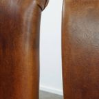 Tijdloze Set Van 4 Statige Comfortabele Eetkamerstoelen Van Schapenleer thumbnail 13
