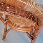 Een Paar Vintage Boho Stijl Rotan Webbing Fauteuils. thumbnail 10