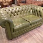 Engelse Salvale Chesterfield 2 Zits Bank Groen thumbnail 3