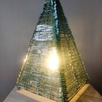 French Glass Pyramid Shaped Sculptured Table Lamp, 1970S thumbnail 3