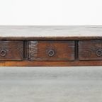 Prachtige En Robuuste Antieke Salontafel Met 3 Lades Uit De 18E Eeuw thumbnail 3