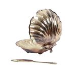 Vintage Coquille Schelp Boterschaal Mes Verzilverd Metaal Queen Anne thumbnail 12