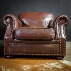 Vintage Grote Lederen Fauteuils – Donkerbruin thumbnail 6