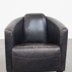 Zwarte Rundleren Aviator Fauteuil Met Een Strak Design En Een Leuke Vormgeving thumbnail 9