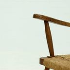 French Blonde Oak And Rush Armchair 1950s thumbnail 9