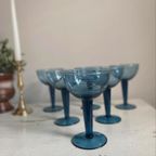 Vintage Cocktail Glazen - Blauw/Petrol Kleur - Set Van 6 thumbnail 3