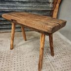 Antieke Primitieve Tafel Hakblok Sidetable Keukentafel Eiken thumbnail 12