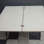 Dining Table Formica White And Brown Adjustable In Size And Height thumbnail 6