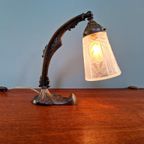 Art Deco Bureaulamp In Brons En Gesatineerd Glas, 1920-30 thumbnail 6