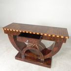 Art Deco Stijl Consoletafel Met Verschillende Soorten Ingelegd Hout thumbnail 9