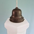 Skyscraper Art Deco Hanglamp In Witte Opaline, 1920-30 thumbnail 6