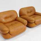 Sapporo Italiaanse Cognac Leren Loungestoelen Voor Mobil Girgi Uit De Jaren 70, Set Van 2 thumbnail 5