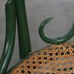 Set Van 2 Leuke Groene Sierlijke Vintage Bistro Stoelen Met Een Gematte Rieten Zitting thumbnail 7