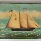 Vintage Beschilderd Paneel Met Schip thumbnail 2