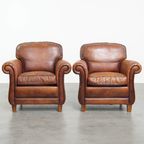 Set Van 2 Schapenleren Armchairs In Engelse Stijl Met Een Unieke Vormgeving En Mooie Kleuren thumbnail 2