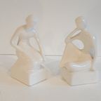 White Glazed Ceramic Bookends thumbnail 4