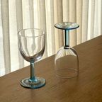 Set Of 6 Vintage Blue Stem Wine Glasses thumbnail 4