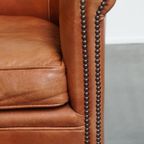 In Een Goede Staat Verkerende Rundleren Engelse Stijl Clubfauteuil In Een Lichte Cognac Kleur thumbnail 12