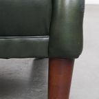 Zeer Charmante Set Van 2 Groene Rundleren Chesterfield Fauteuils In Engelse Stijl thumbnail 14