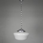 Art Deco Hanglamp Aan Aluminium Ketting, Jaren 30 thumbnail 3