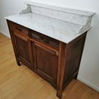 Vintage Frans Dressoir Commode Ladekast Badkamermeubel Met Marmer Blad 302 thumbnail 9