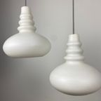 Pair Of White Frosted Glass Hanging Lamps From Peill And Putzler, 1960 thumbnail 7