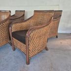 4 Art Deco Colonial Stijl Fauteuils Rotan thumbnail 6
