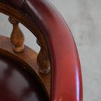 Rode Rundleren In Hoogte Verstelbare Chesterfield Bureaustoel In Engelse Stijl thumbnail 8