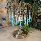 Vintage Murano Tafellamp Opaline Blauwe Pegels Messing Frame thumbnail 4