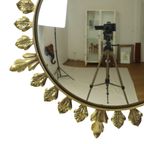 Vintage Metalen Zonnespiegel Convex Goud Deknudt Jaren 70 thumbnail 6