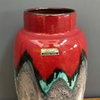 Ceramic Red, Grey, Green Vase By Scheurich Germany Model 553-38 thumbnail 9