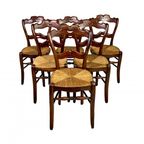 Set Van 6 Boerenstoelen Met Rieten Zitting, Rond 1900 thumbnail 2